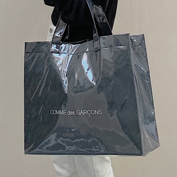Comme des Garcons | Bags | Comme Des Garcon Glossy Black Pvc Shopping Tote  Bag New | Poshmark